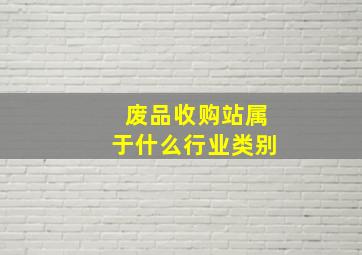 废品收购站属于什么行业类别