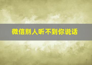 微信别人听不到你说话