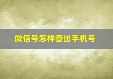 微信号怎样查出手机号