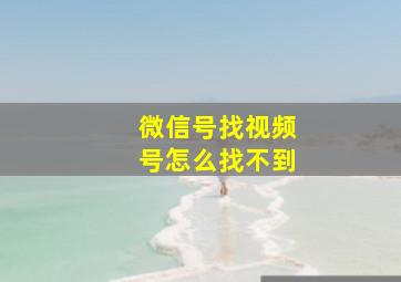 微信号找视频号怎么找不到