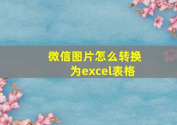 微信图片怎么转换为excel表格