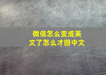 微信怎么变成英文了怎么才回中文