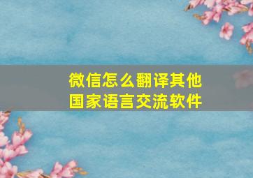 微信怎么翻译其他国家语言交流软件