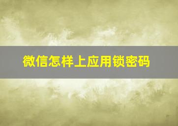 微信怎样上应用锁密码