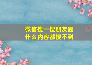 微信搜一搜朋友圈什么内容都搜不到