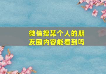 微信搜某个人的朋友圈内容能看到吗