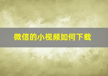 微信的小视频如何下载