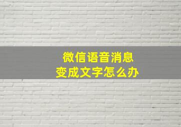 微信语音消息变成文字怎么办