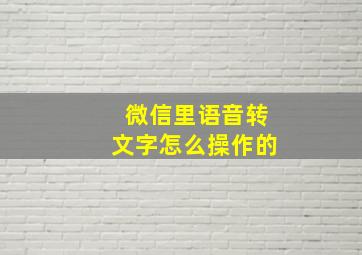 微信里语音转文字怎么操作的