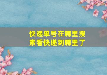 快递单号在哪里搜索看快递到哪里了