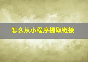 怎么从小程序提取链接