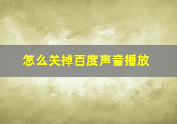 怎么关掉百度声音播放