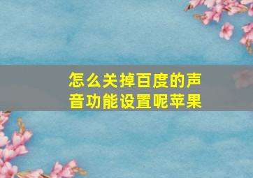 怎么关掉百度的声音功能设置呢苹果