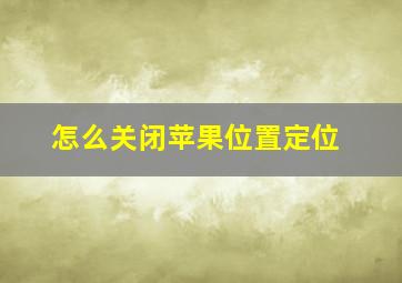 怎么关闭苹果位置定位