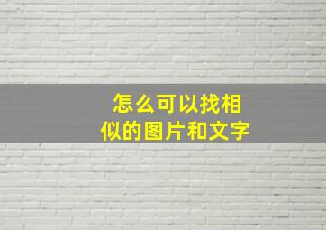 怎么可以找相似的图片和文字