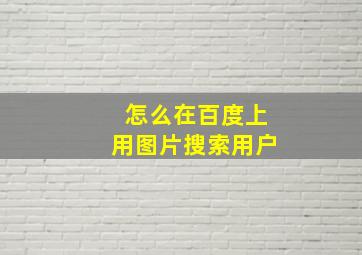 怎么在百度上用图片搜索用户