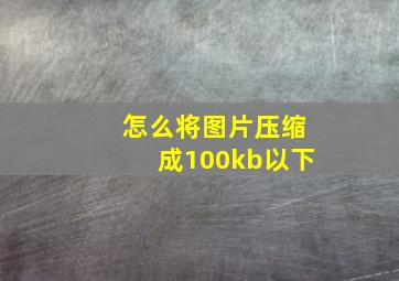 怎么将图片压缩成100kb以下