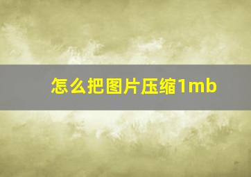 怎么把图片压缩1mb