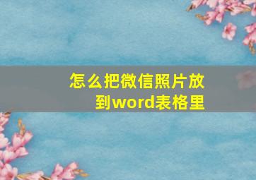 怎么把微信照片放到word表格里