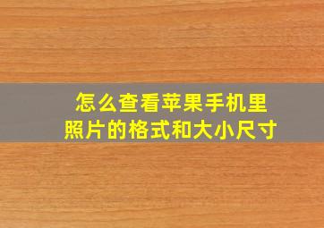 怎么查看苹果手机里照片的格式和大小尺寸