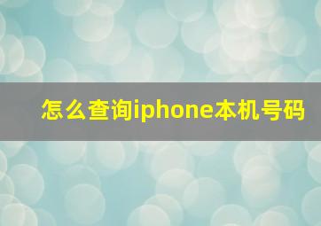 怎么查询iphone本机号码