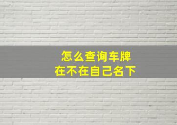 怎么查询车牌在不在自己名下