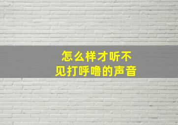 怎么样才听不见打呼噜的声音