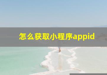 怎么获取小程序appid