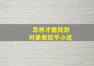 怎样才能找到对象呢知乎小说