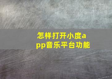 怎样打开小度app音乐平台功能