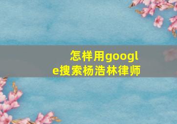 怎样用google搜索杨浩林律师