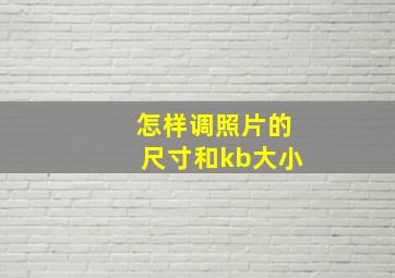 怎样调照片的尺寸和kb大小