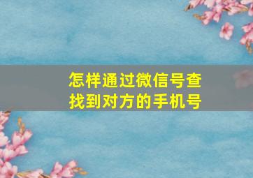 怎样通过微信号查找到对方的手机号