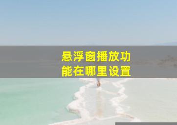 悬浮窗播放功能在哪里设置