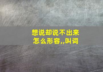 想说却说不出来怎么形容,,叫词