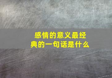 感情的意义最经典的一句话是什么