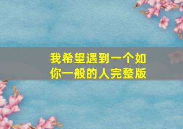 我希望遇到一个如你一般的人完整版