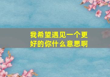 我希望遇见一个更好的你什么意思啊