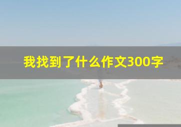 我找到了什么作文300字