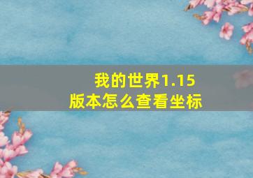 我的世界1.15版本怎么查看坐标