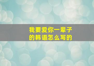 我要爱你一辈子的韩语怎么写的