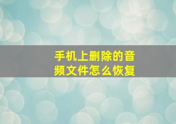 手机上删除的音频文件怎么恢复