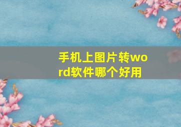 手机上图片转word软件哪个好用