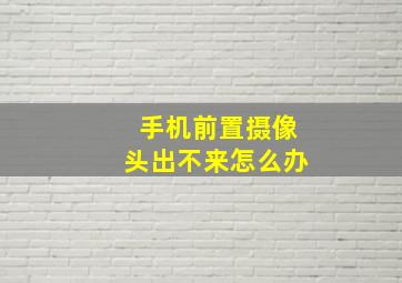 手机前置摄像头出不来怎么办