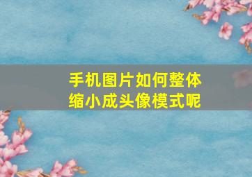 手机图片如何整体缩小成头像模式呢