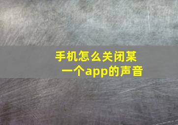 手机怎么关闭某一个app的声音