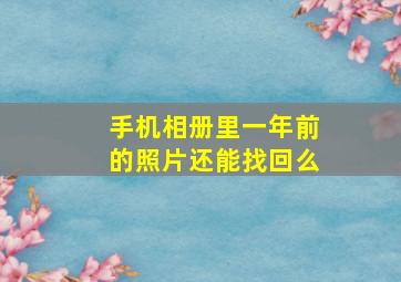 手机相册里一年前的照片还能找回么