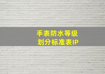 手表防水等级划分标准表IP