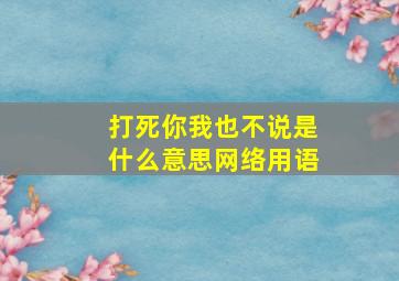 打死你我也不说是什么意思网络用语