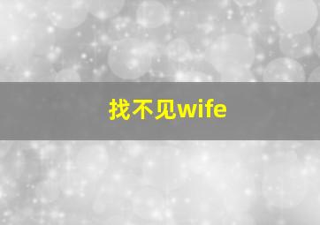 找不见wife